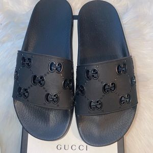 Gucci Black Rubber GG Slides